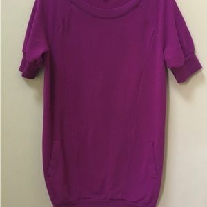 Express  Short Sleeve Magenta Tunic with pockets . Size L